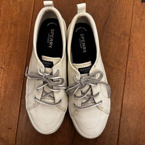 Sperry Women’s White Leather Platform Sneakers – Size 9 – Memory Foam Comfort - Picture 4 of 6